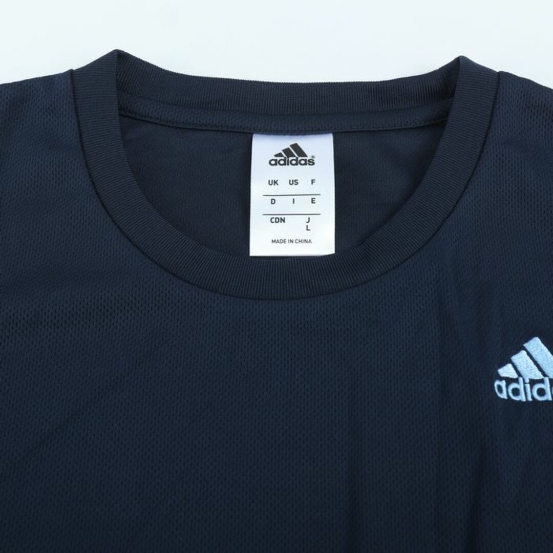 adidas(アディダス)のアディダス 半袖Tシャツ ワンポイントロゴ スポーツウエア レディース Lサイズ ネイビー adidas レディースのトップス(Tシャツ(半袖/袖なし))の商品写真