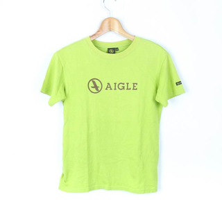エーグル(AIGLE)のエーグル 半袖TシャツロゴTアウトドアウエア日本製 レディース XSサイズ グリーン AIGLE(Tシャツ(半袖/袖なし))