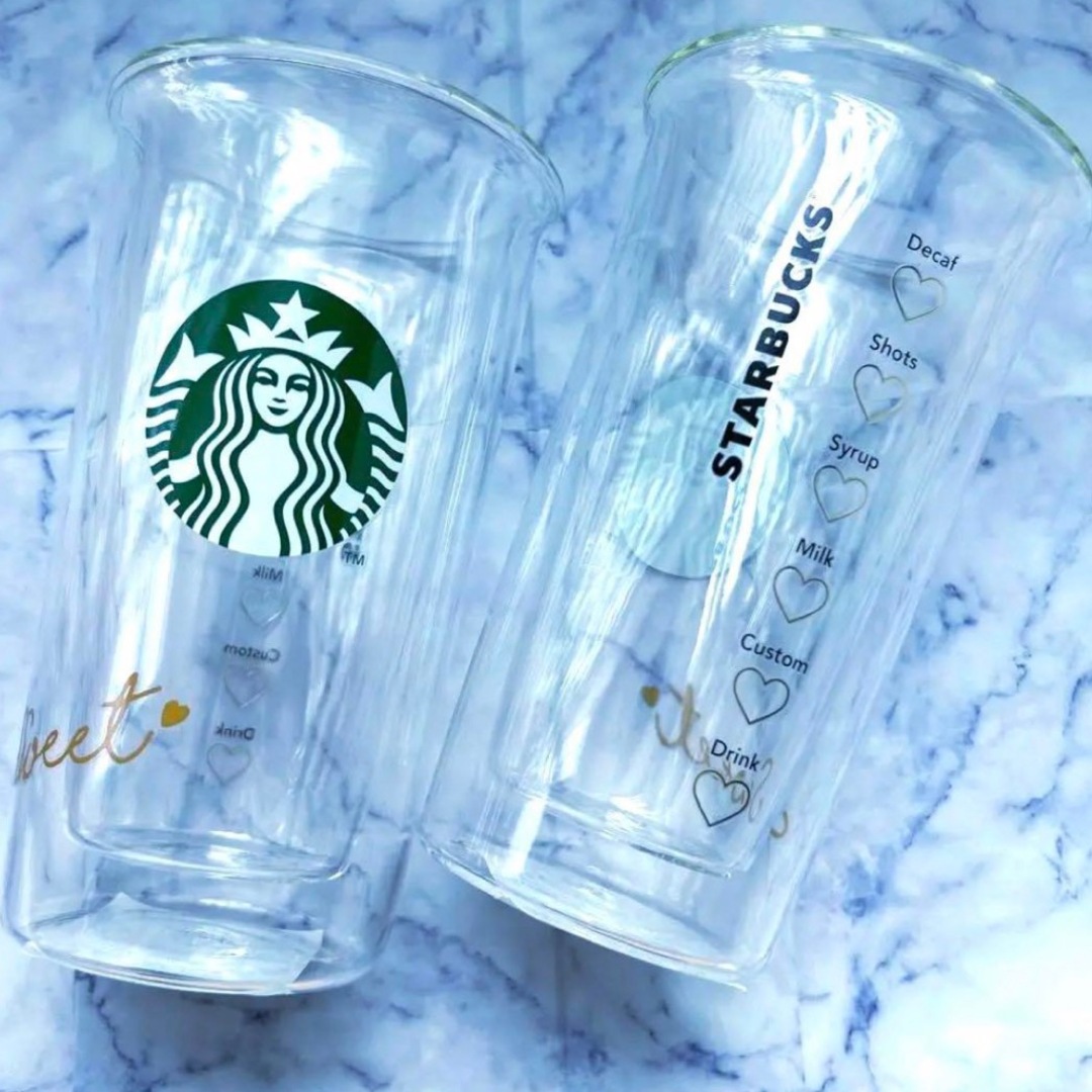 Starbucks Coffee(スターバックスコーヒー)のSTARBUCKS バレンタイン2023耐熱ダブルウォールグラス355ml×2個 インテリア/住まい/日用品のキッチン/食器(グラス/カップ)の商品写真