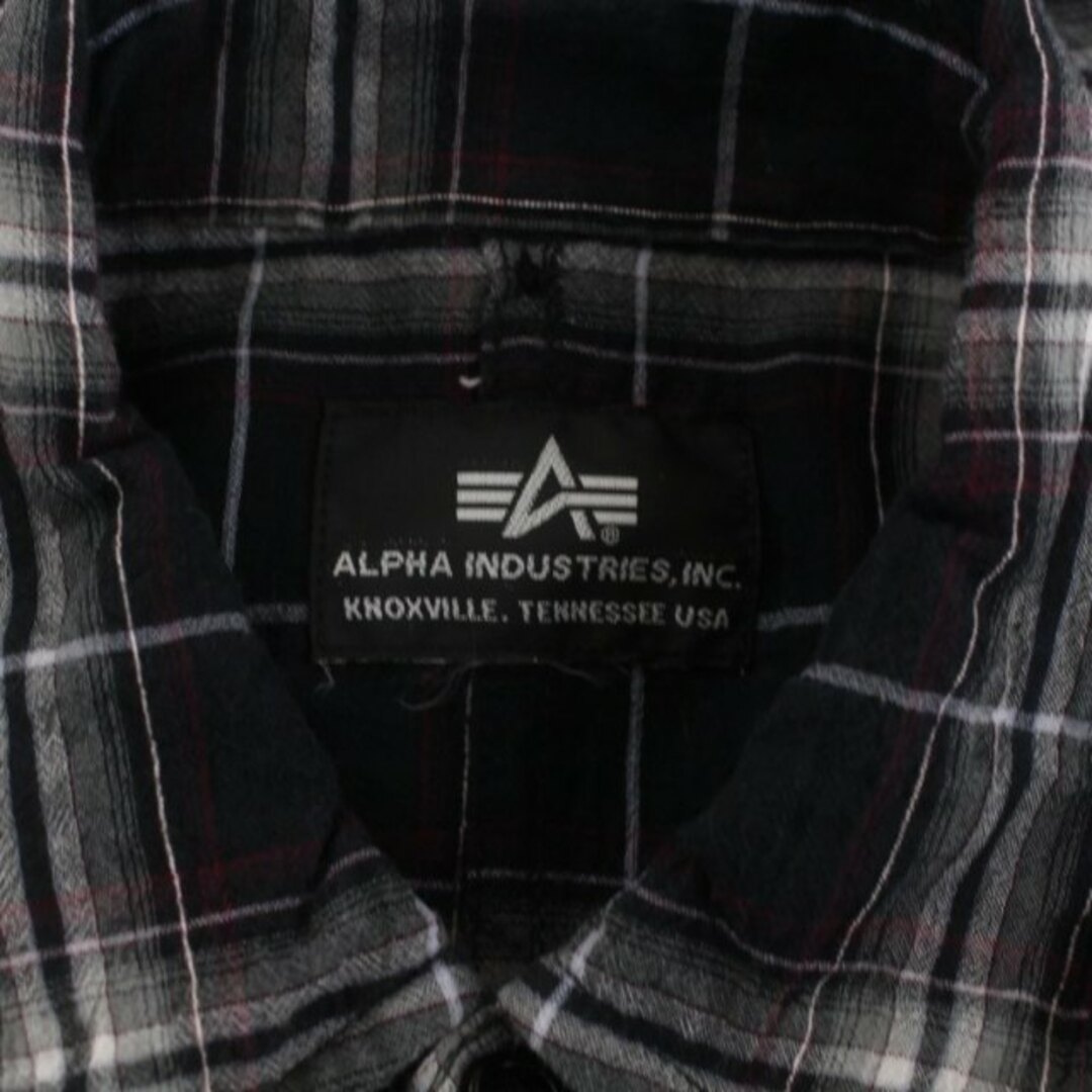 alpha(アルファ)のALPHA ボタンダウンシャツ チェック 長袖 M 黒 ブラック グレー メンズのトップス(シャツ)の商品写真