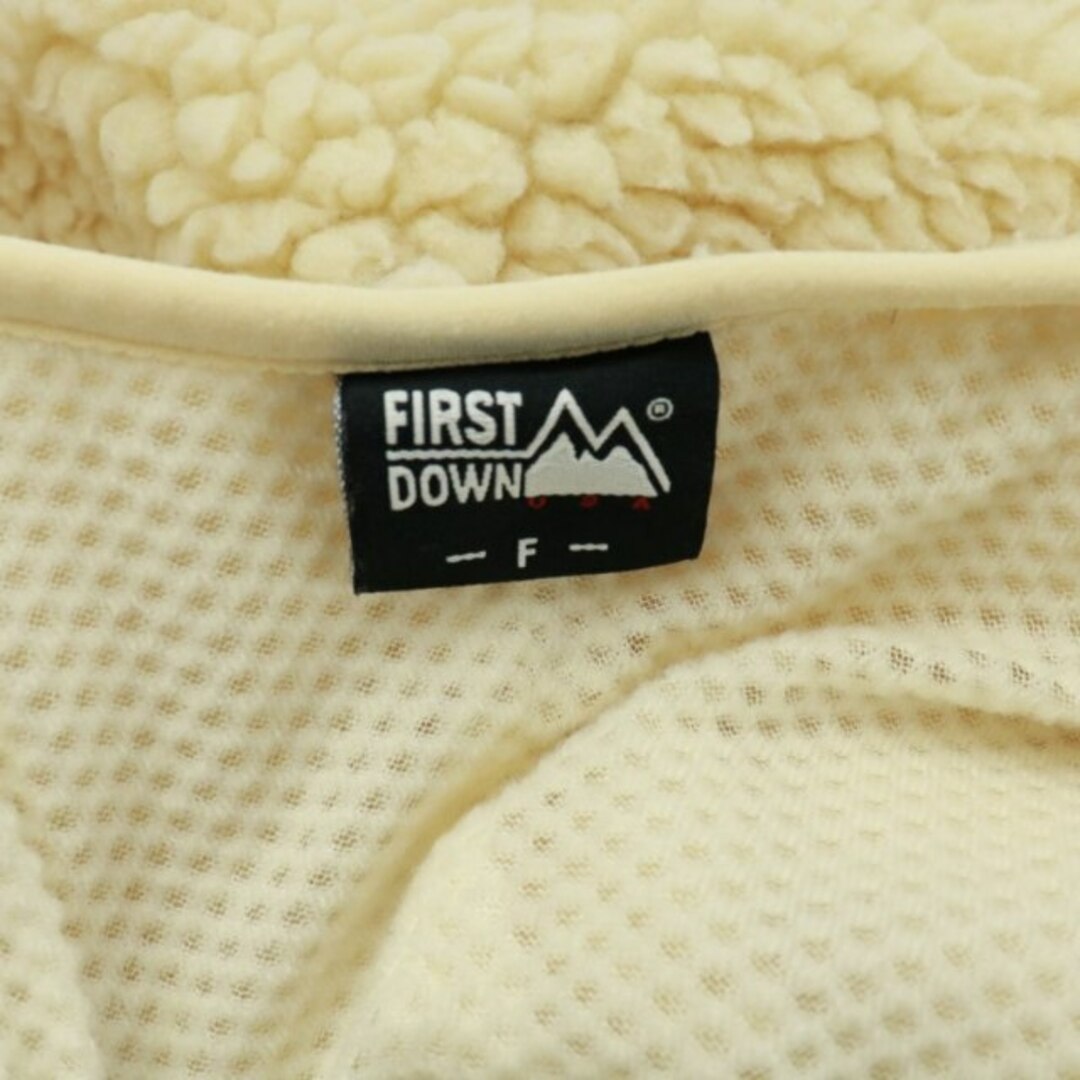 ファーストダウン ボアブルゾン ジャケット ノーカラー ロング ロゴ 刺繍 F レディースのジャケット/アウター(ブルゾン)の商品写真