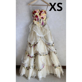 ウエディングドレス　カラードレス　演奏会ドレス　ロングドレス　XS ベアトップ(ウェディングドレス)