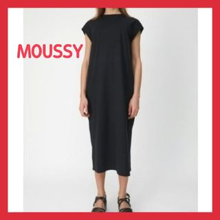 マウジー(moussy)のマウジー ロングカットソー 黒 レディース トップス 夏 ワンピース ロング(カットソー(半袖/袖なし))