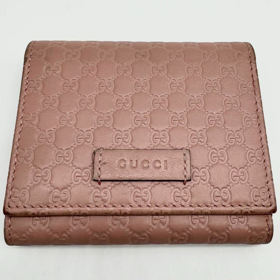 Gucci(グッチ)の【現行・美品✨】グッチ 三つ折り財布 マイクロシマ GG ピンク ミニウォレット レディースのファッション小物(財布)の商品写真