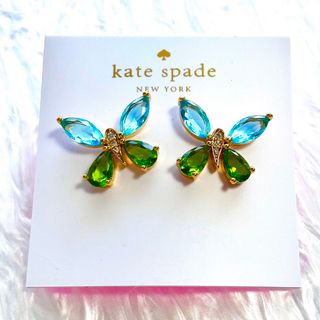 ケイトスペードニューヨーク(kate spade new york)のケイトスペード　バタフライピアス　ブルー系(ピアス)