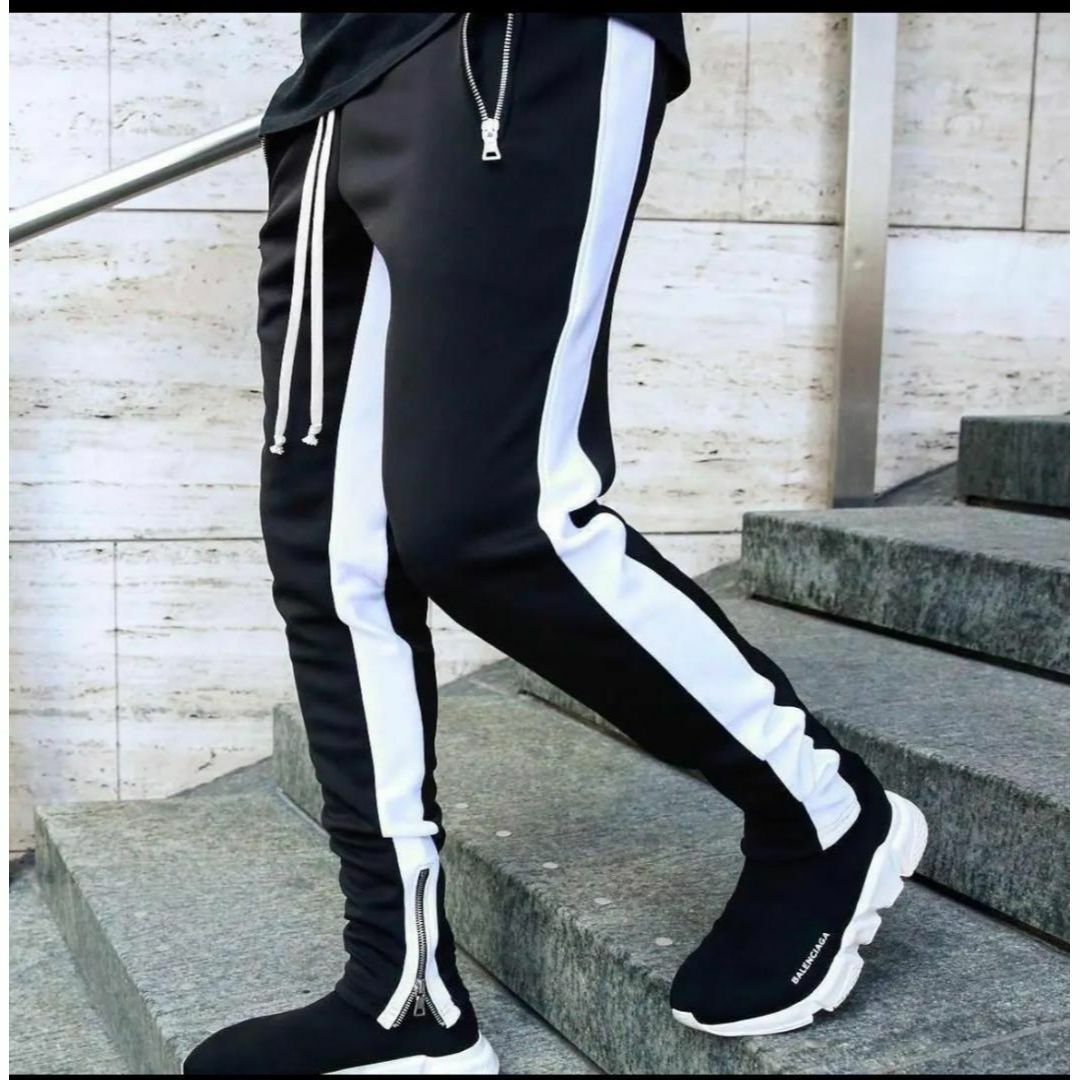 【匿名配送】ジョガーパンツ ユニセックス ライン スウェット グレー M メンズのパンツ(その他)の商品写真