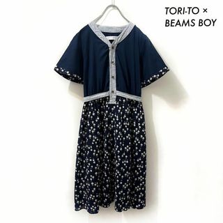 ビームスボーイ(BEAMS BOY)のTORI-TO × BEAMS BOY★半袖ワンピース スカート切替 花柄(ひざ丈ワンピース)