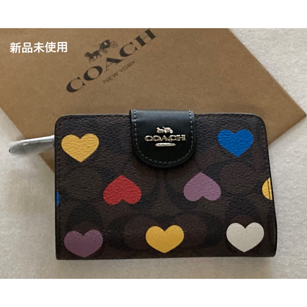 COACH - 新品 COACH コーチ 二つ折り財布 シグネチャー ブラウン