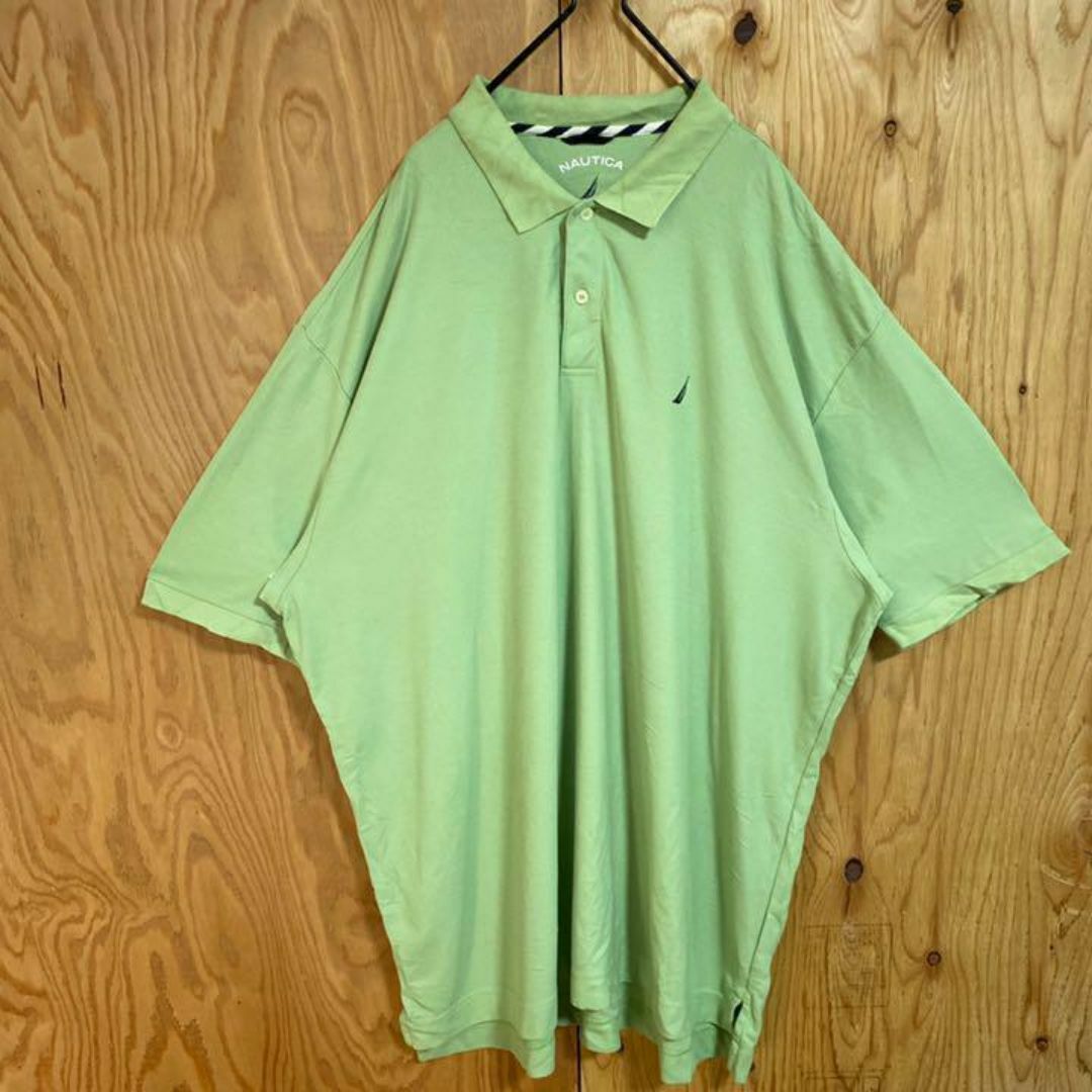 NAUTICA(ノーティカ)のノーティカ グリーン ロゴ USA古着 90s 半袖 ポロシャツ XXL メンズ メンズのトップス(ポロシャツ)の商品写真