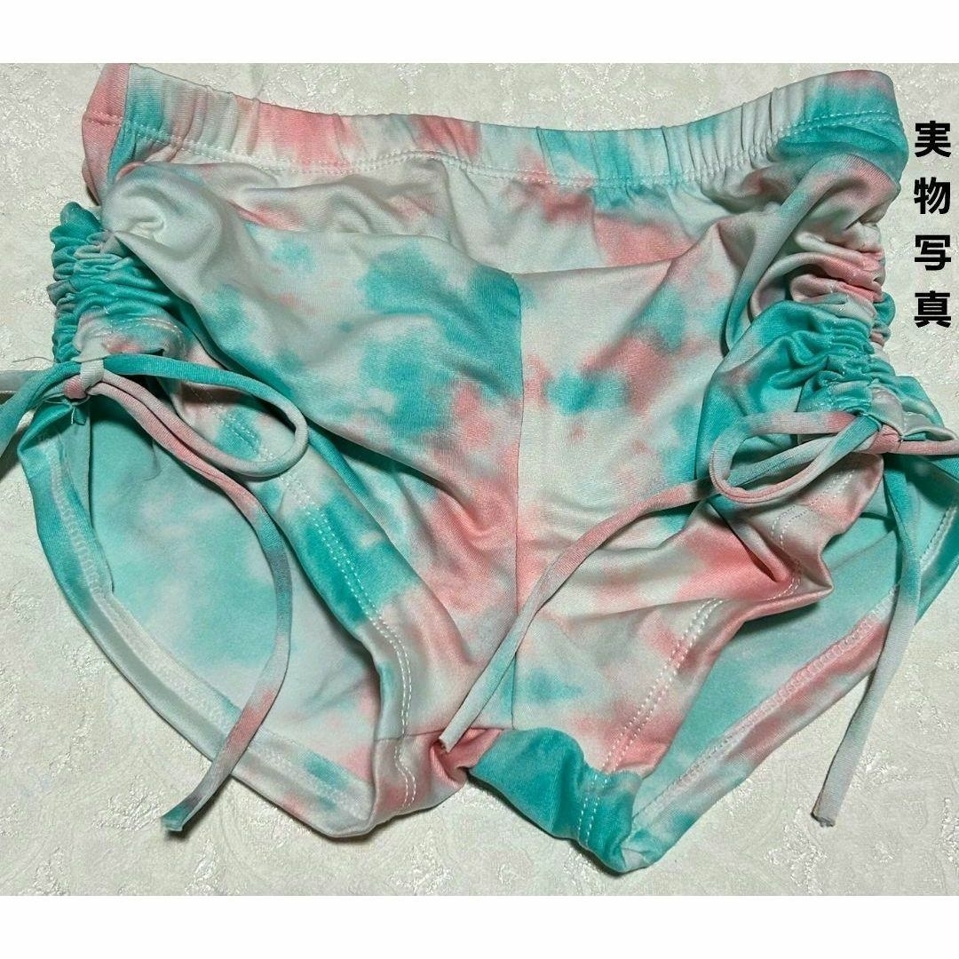 3点セット タンキニ ビキニ ショートパンツ Tシャツ マーブル グリーン M レディースの水着/浴衣(水着)の商品写真