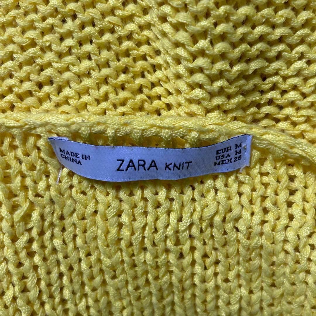 ZARA(ザラ)の美品✨【ZARA】ざっくり編みゆるダボニット　Ｖネック　コットン　イエロー　M レディースのトップス(ニット/セーター)の商品写真