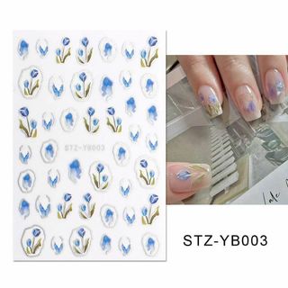 ネイルシール ステッカー チューリップ 花 nail ブルー 青　春(その他)