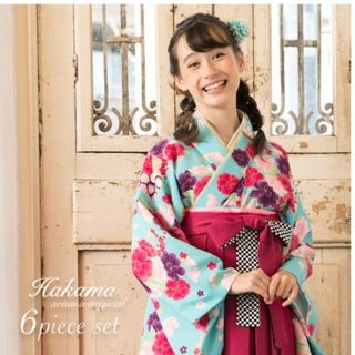 若草、薄紅着物と三色団子袴(手編みショール付き)双子 2セット 七五三 若草、薄紅着物と三色団子袴(手編みショール付き)双子 2セット 七五三