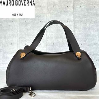 【美品】MAURO GOVERNA カーフレザー ダークブラウン 2WAYバッグ(ハンドバッグ)