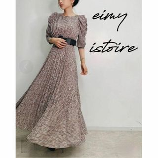 エイミーイストワール(eimy istoire)のエイミーイストワール　パフプリーツワンピース　パフスリーブ　花柄　ロング　フリー(ロングワンピース/マキシワンピース)