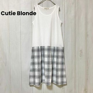 キューティーブロンド(Cutie Blonde)のst845 キューティーブロンド/ノースリーブワンピース/ひざ下/無地チェック(ひざ丈ワンピース)