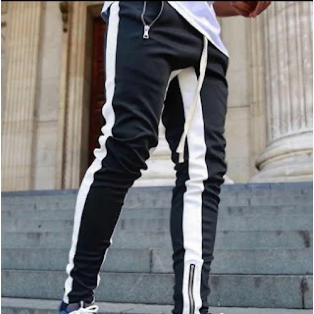 【大人気】ジョガーパンツ ユニセックス ライン スウェット ブラック L メンズのパンツ(その他)の商品写真