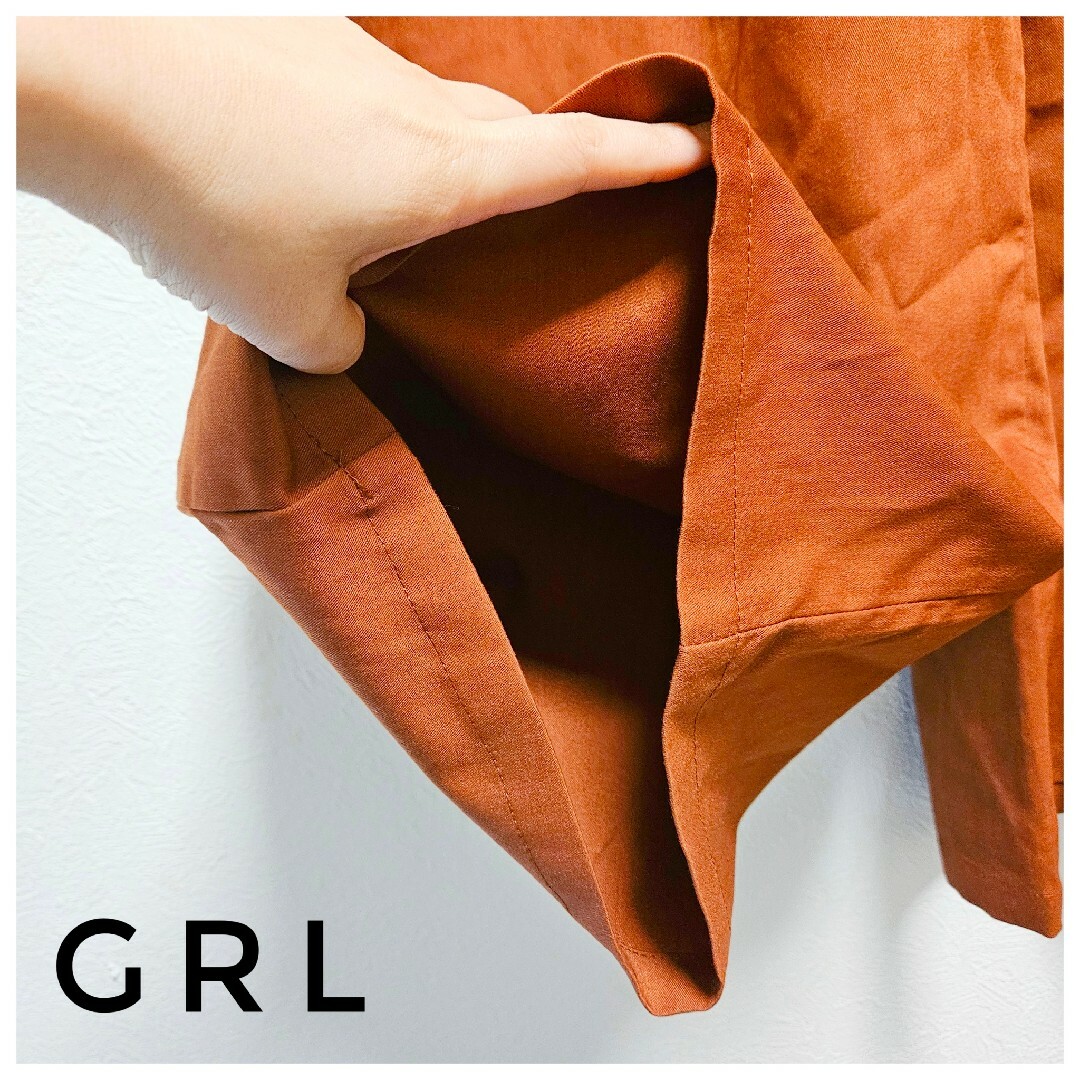 GRL(グレイル)の美品　GRL　ワイドパンツ　赤茶色　ウエストゴム　タック　イージーパンツ　M レディースのパンツ(カジュアルパンツ)の商品写真