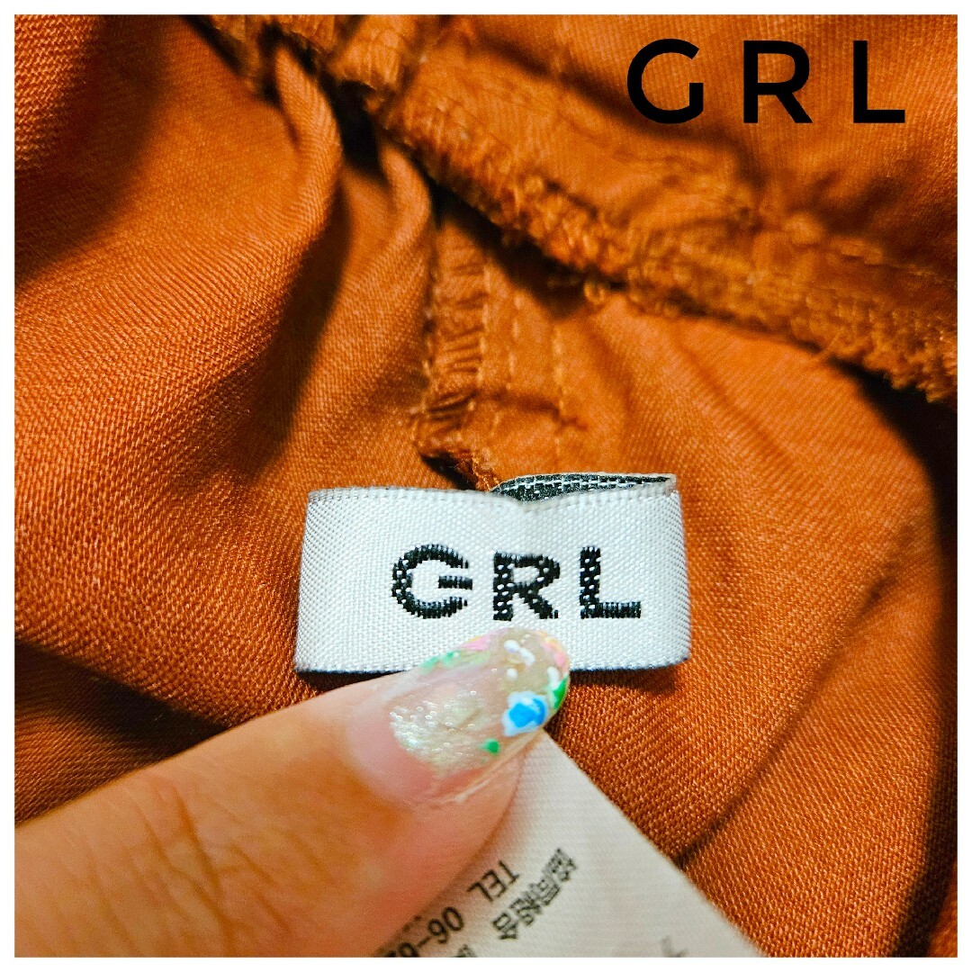 GRL(グレイル)の美品　GRL　ワイドパンツ　赤茶色　ウエストゴム　タック　イージーパンツ　M レディースのパンツ(カジュアルパンツ)の商品写真