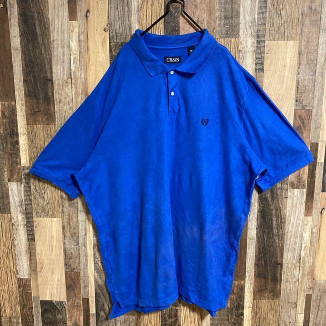 POLO RALPH LAUREN(ポロラルフローレン)のチャップス ラルフローレン ブルー 刺繍 ロゴ USA古着 半袖 ポロシャツ 青 メンズのトップス(ポロシャツ)の商品写真