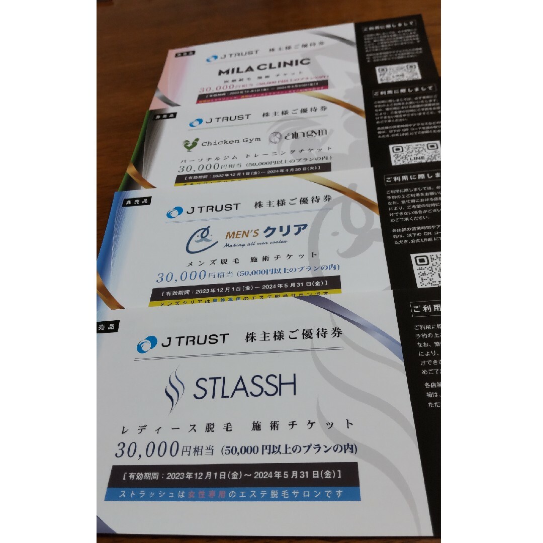 Jトラスト株主優待券(４枚４種類) チケットの施設利用券(その他)の商品写真