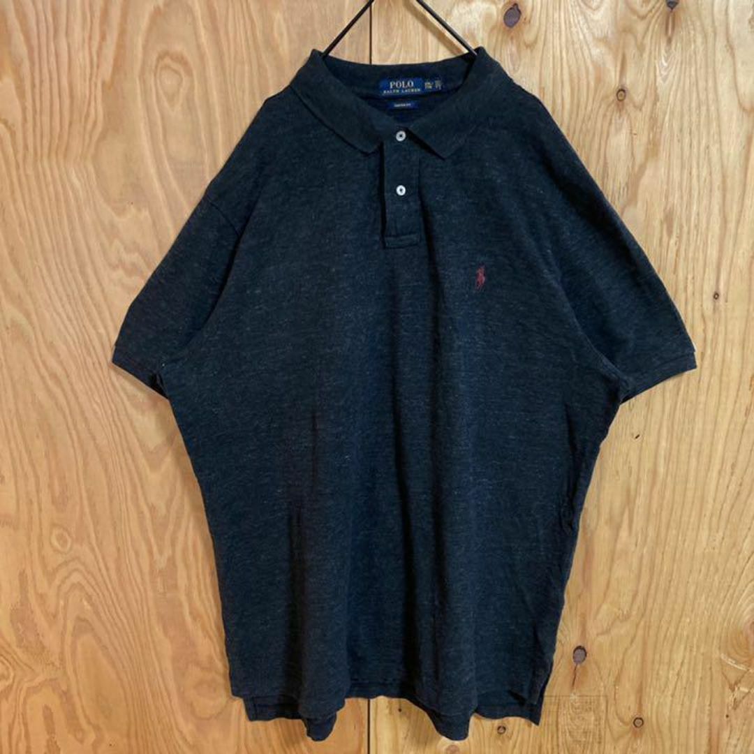 POLO RALPH LAUREN(ポロラルフローレン)のラルフローレン ロゴ ブラック XXL USA古着 90s 半袖 ポロシャツ メンズのトップス(ポロシャツ)の商品写真