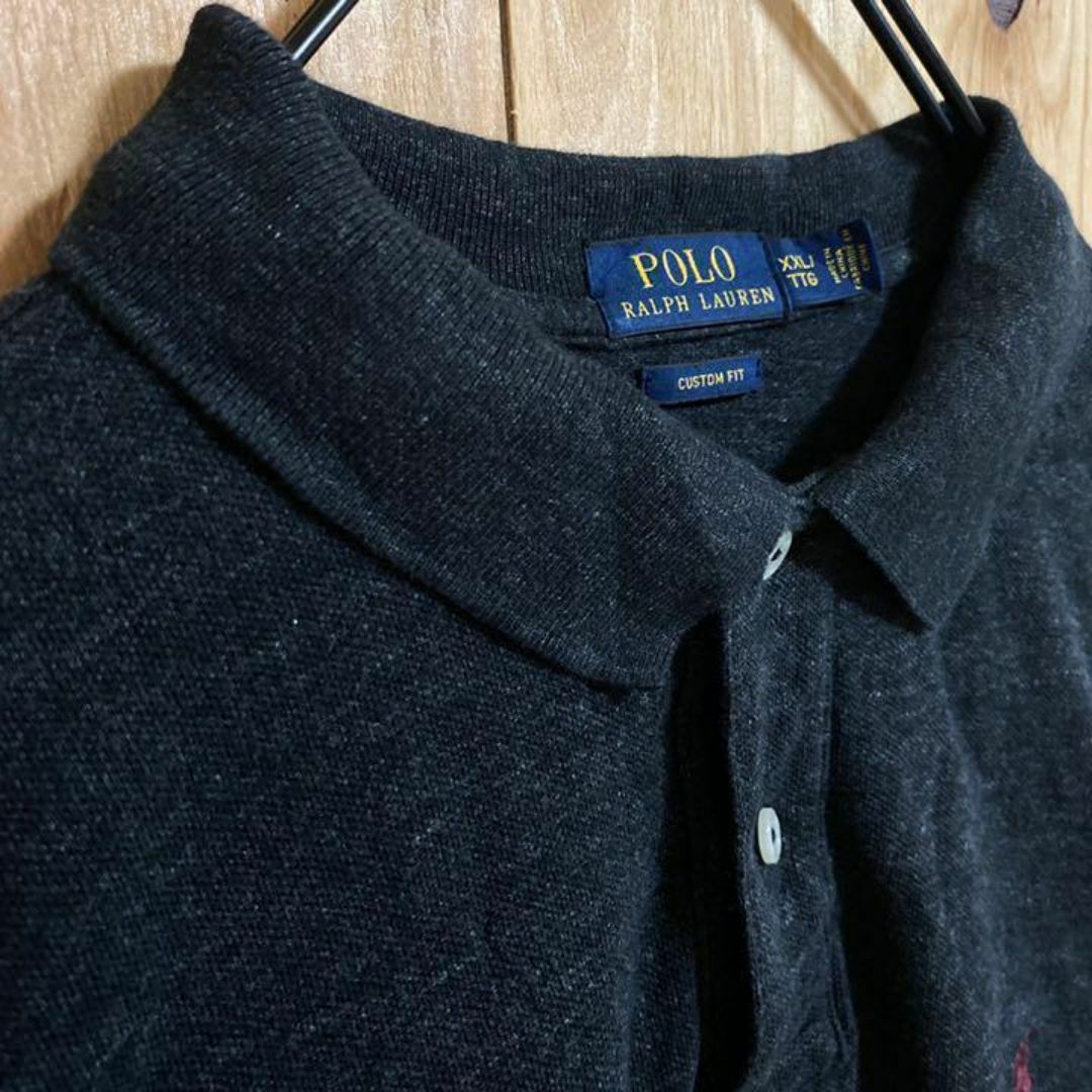 POLO RALPH LAUREN(ポロラルフローレン)のラルフローレン ロゴ ブラック XXL USA古着 90s 半袖 ポロシャツ メンズのトップス(ポロシャツ)の商品写真