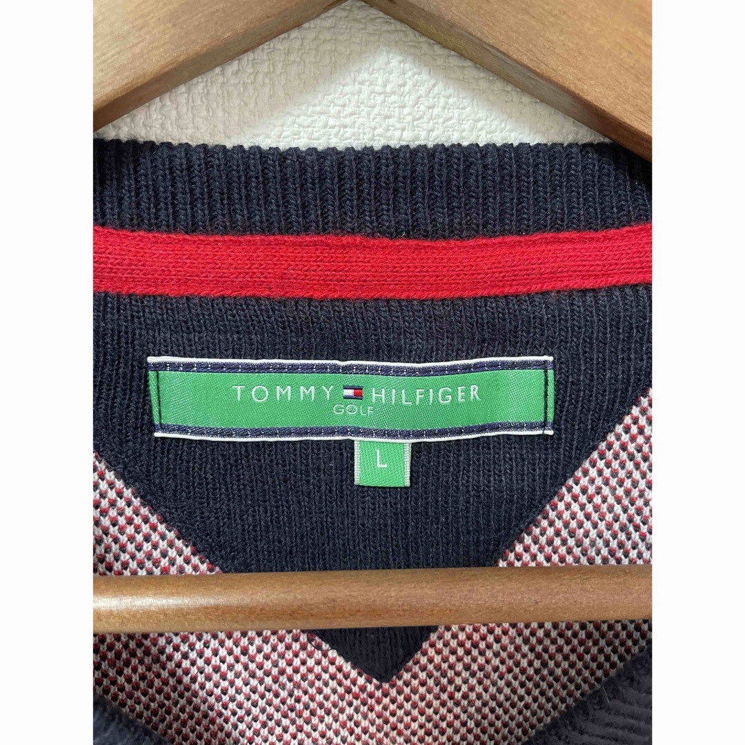 TOMMY HILFIGER(トミーヒルフィガー)のTOMMY HILFIGRA GOLF Vネック ビッグチェック ニットベスト スポーツ/アウトドアのゴルフ(ウエア)の商品写真