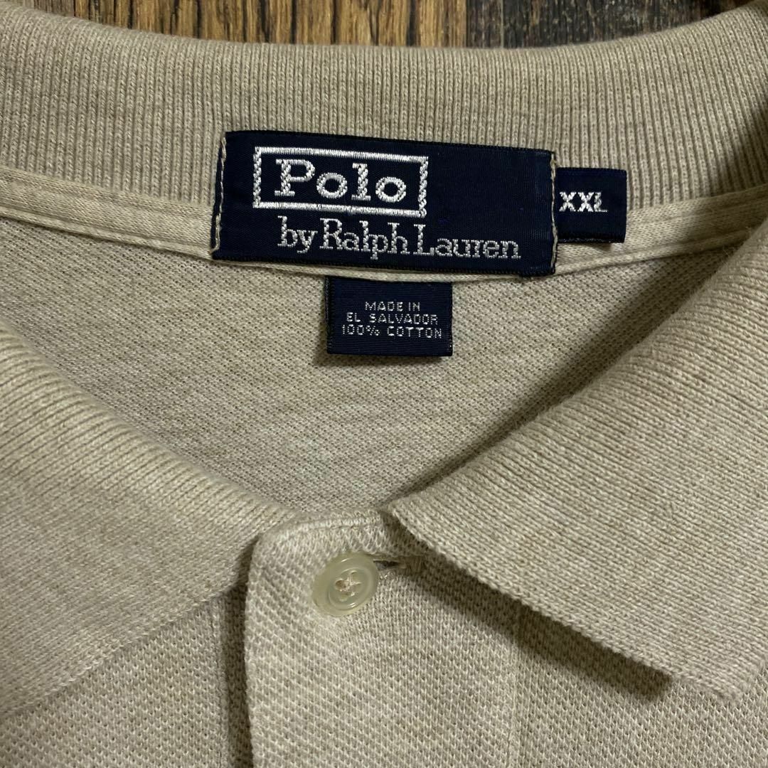 POLO RALPH LAUREN(ポロラルフローレン)のポロラルフローレン 半袖 ポロシャツ ロゴ ベージュ 2XL USA古着 90s メンズのトップス(ポロシャツ)の商品写真