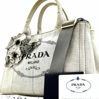 PRADA - 《極美品》ギャラ付 PRADA カナパ デニム コサージュ 2WAYトートバッグ