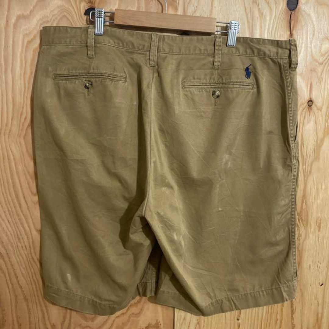 POLO RALPH LAUREN(ポロラルフローレン)のラルフローレン メンズ チノ ハーフ パンツ USA古着 90s ロゴ ブラウン メンズのパンツ(ショートパンツ)の商品写真