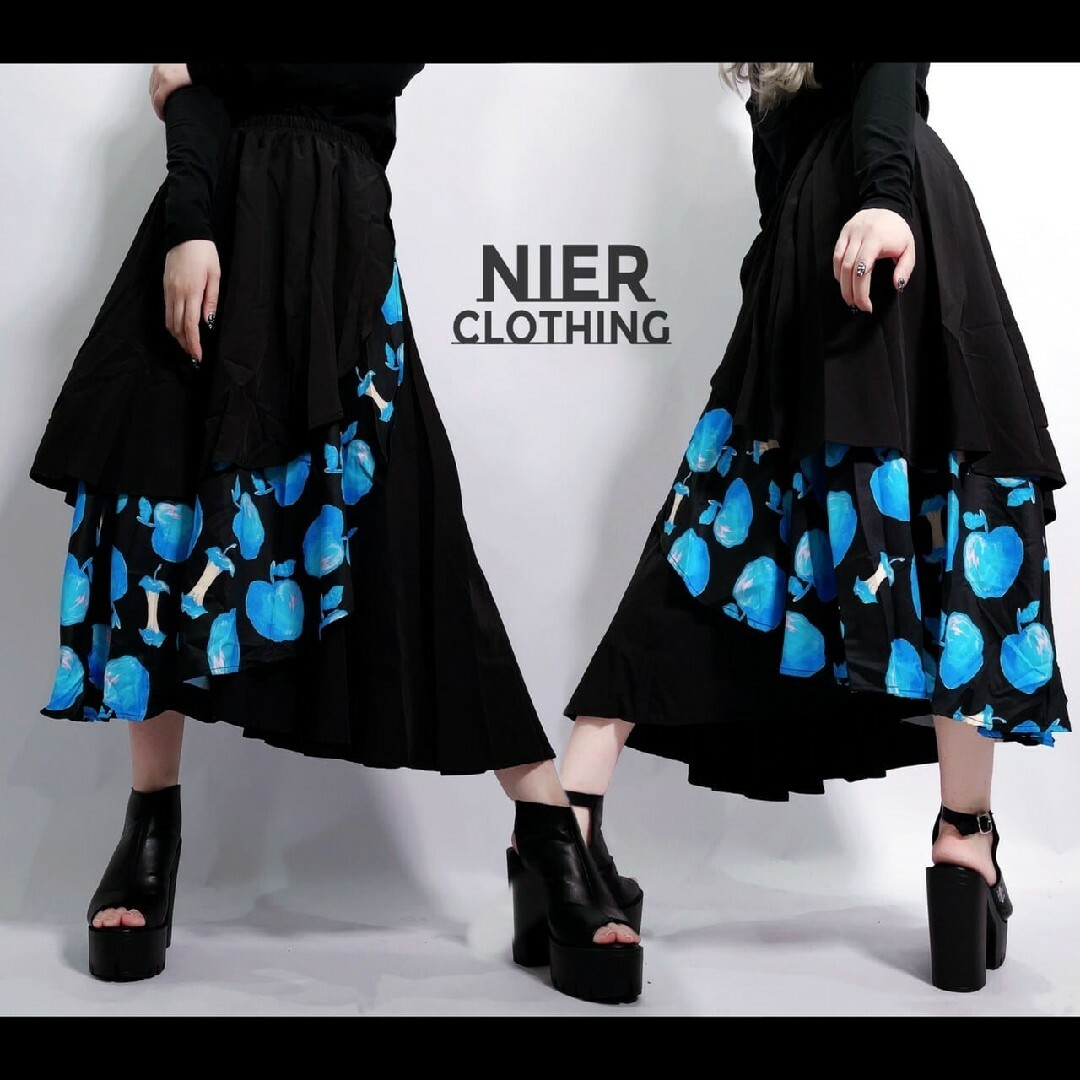 NieR Clothing(ニーアクロージング)のNieR ORIGINAL FLARE SKIRT【青林檎】 レディースのスカート(ロングスカート)の商品写真