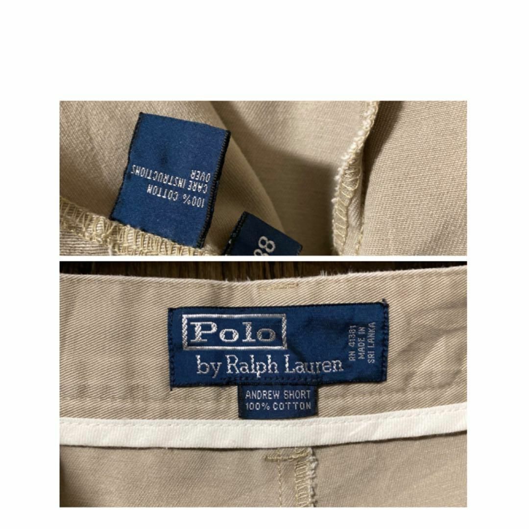 POLO RALPH LAUREN(ポロラルフローレン)のポロラルフローレン メンズ ハーフ パンツ ベージュ ロゴ 2XL USA古着 メンズのパンツ(ショートパンツ)の商品写真