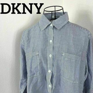 ダナキャランニューヨーク(DKNY)のダナキャランニューヨーク　ストライプシャツ　リネン混　Lサイズ　大きめ　DKNY(シャツ)
