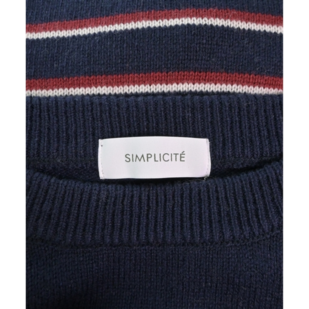 Simplicite(シンプリシテェ)のSimplicite シンプルシテ ニット・セーター F 紺x赤x白(ボーダー) 【古着】【中古】 レディースのトップス(ニット/セーター)の商品写真