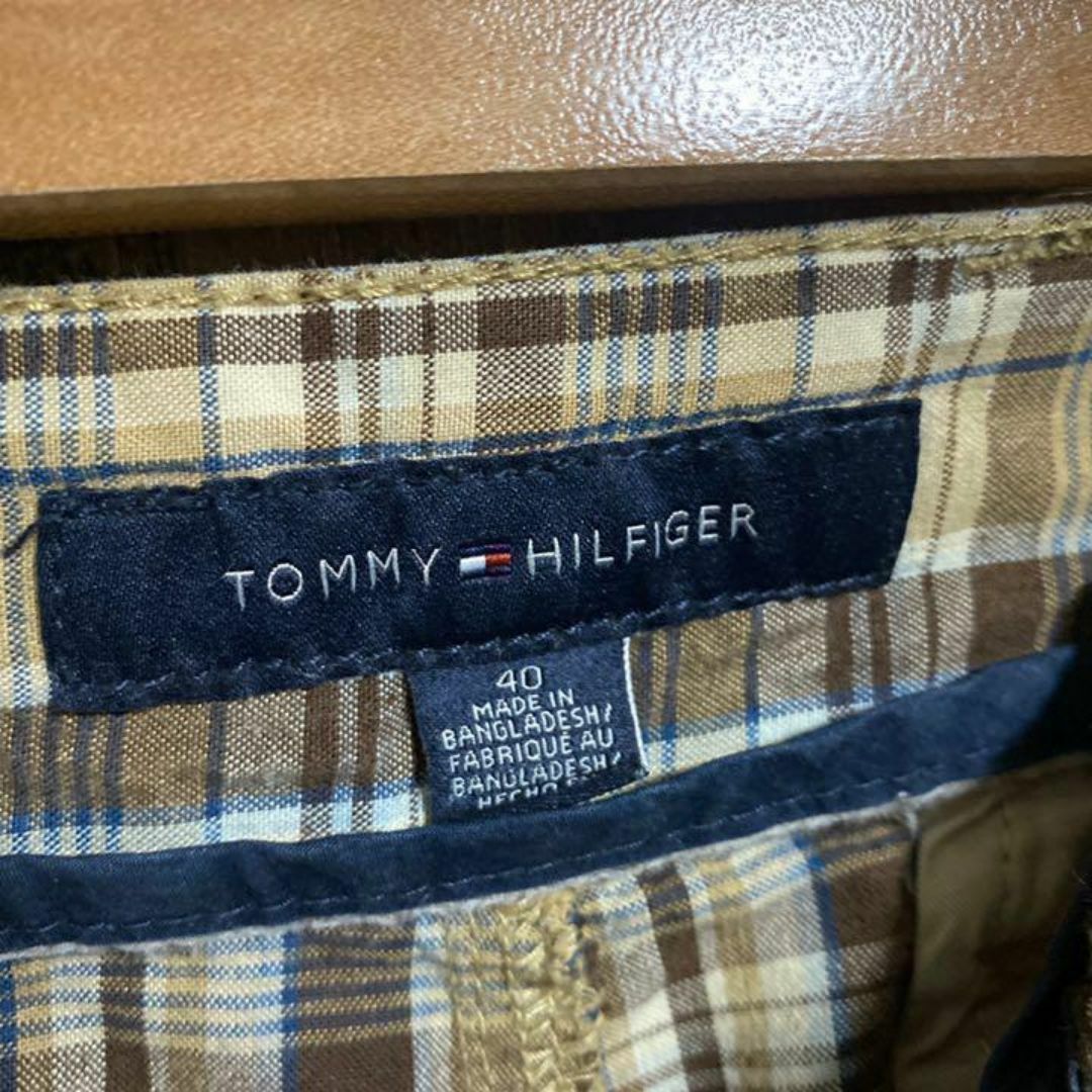 TOMMY HILFIGER(トミーヒルフィガー)のトミーヒルフィガー チェック柄 ハーフ パンツ ベージュ USA古着 ブラウン メンズのパンツ(ショートパンツ)の商品写真