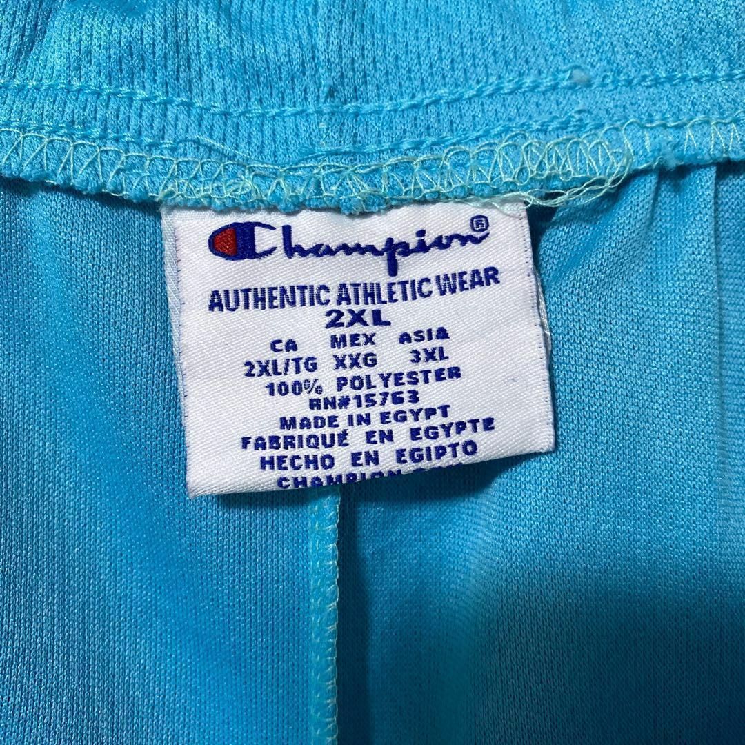 Champion(チャンピオン)のチャンピオン メンズ ハーフ パンツ ロゴ メッシュ 青 2XL USA古着 メンズのパンツ(ショートパンツ)の商品写真