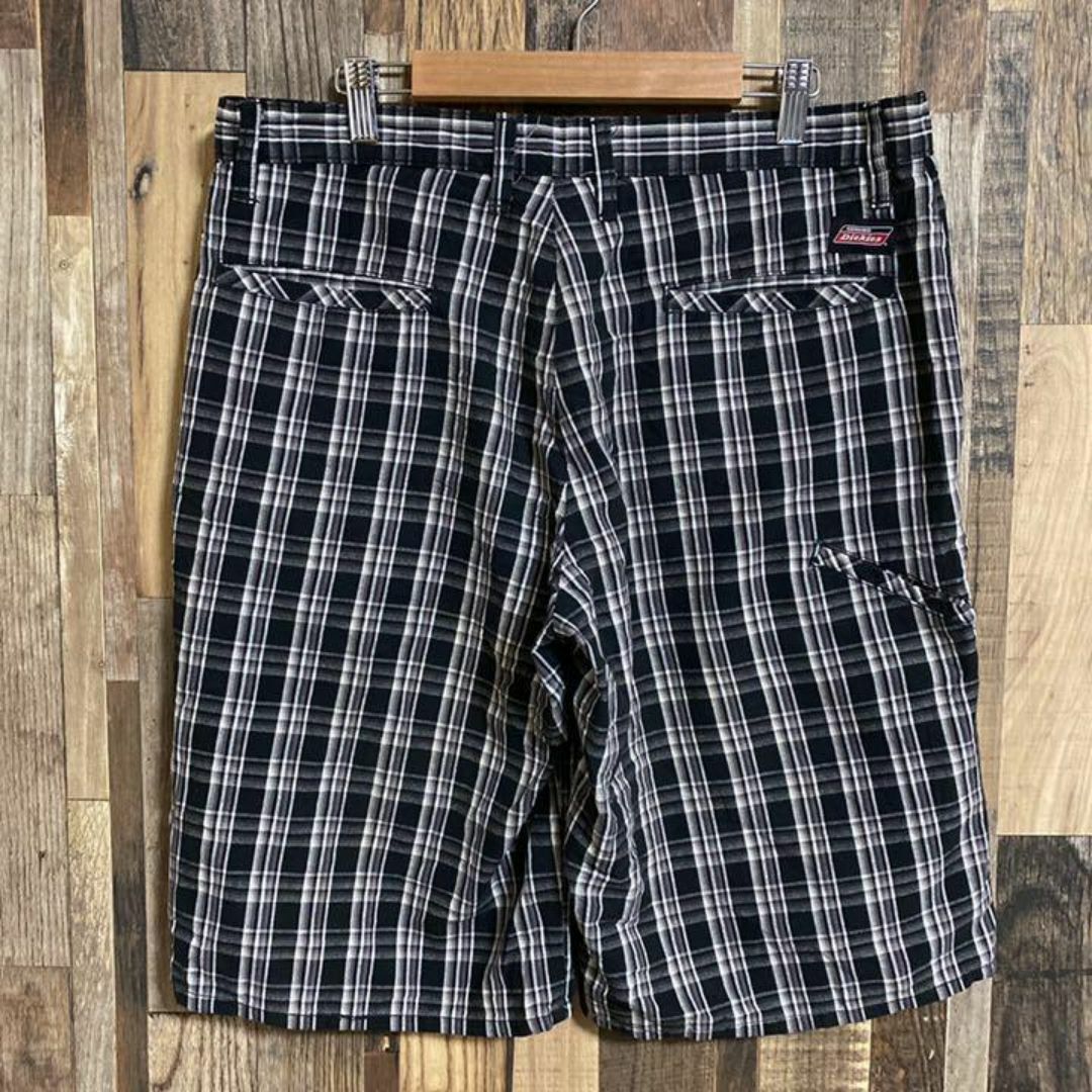 Dickies(ディッキーズ)のディッキーズ チェック柄 アメカジ ハーフ パンツ ブラック USA古着 ロゴ メンズのパンツ(ショートパンツ)の商品写真