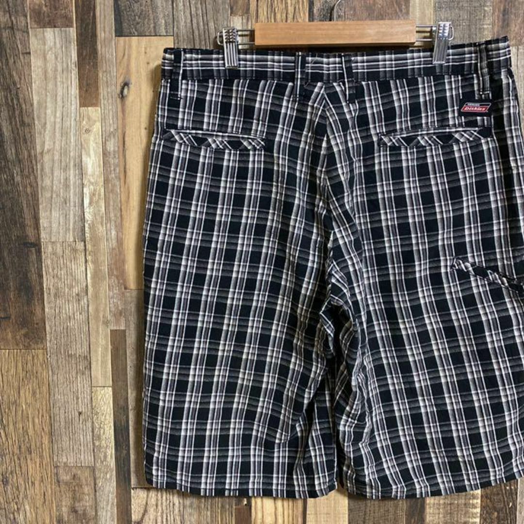 Dickies(ディッキーズ)のディッキーズ チェック柄 アメカジ ハーフ パンツ ブラック USA古着 ロゴ メンズのパンツ(ショートパンツ)の商品写真