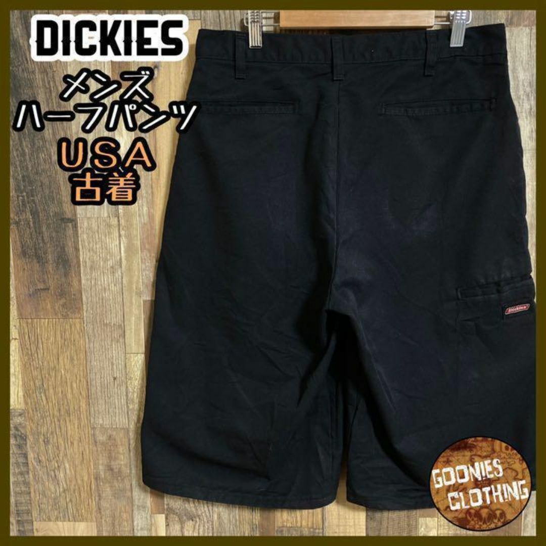 Dickies(ディッキーズ)のディッキーズ ワーク パンツ アメカジ ストリート ブラック ロゴ USA古着 メンズのパンツ(ショートパンツ)の商品写真