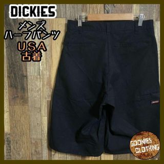 ディッキーズ(Dickies)のディッキーズ ワーク パンツ ブラック ロゴ アメカジ ストリート USA古着(ショートパンツ)