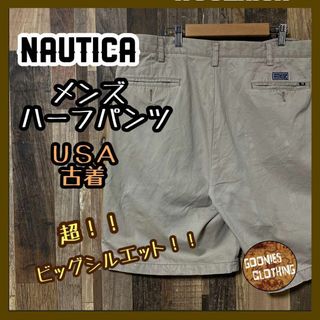 ノーティカ(NAUTICA)のノーティカ メンズ ハーフ 40 2XL ベージュ チノ パンツ USA古着(ショートパンツ)