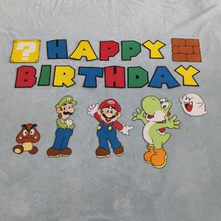 スーパーマリオ　誕生日　壁面飾り(型紙/パターン)