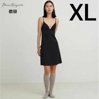 ユニクロ(UNIQLO)のエアリズム プランジブラスリップ　黒 ブラック XL　ユニクロ マメクロゴウチ (その他)