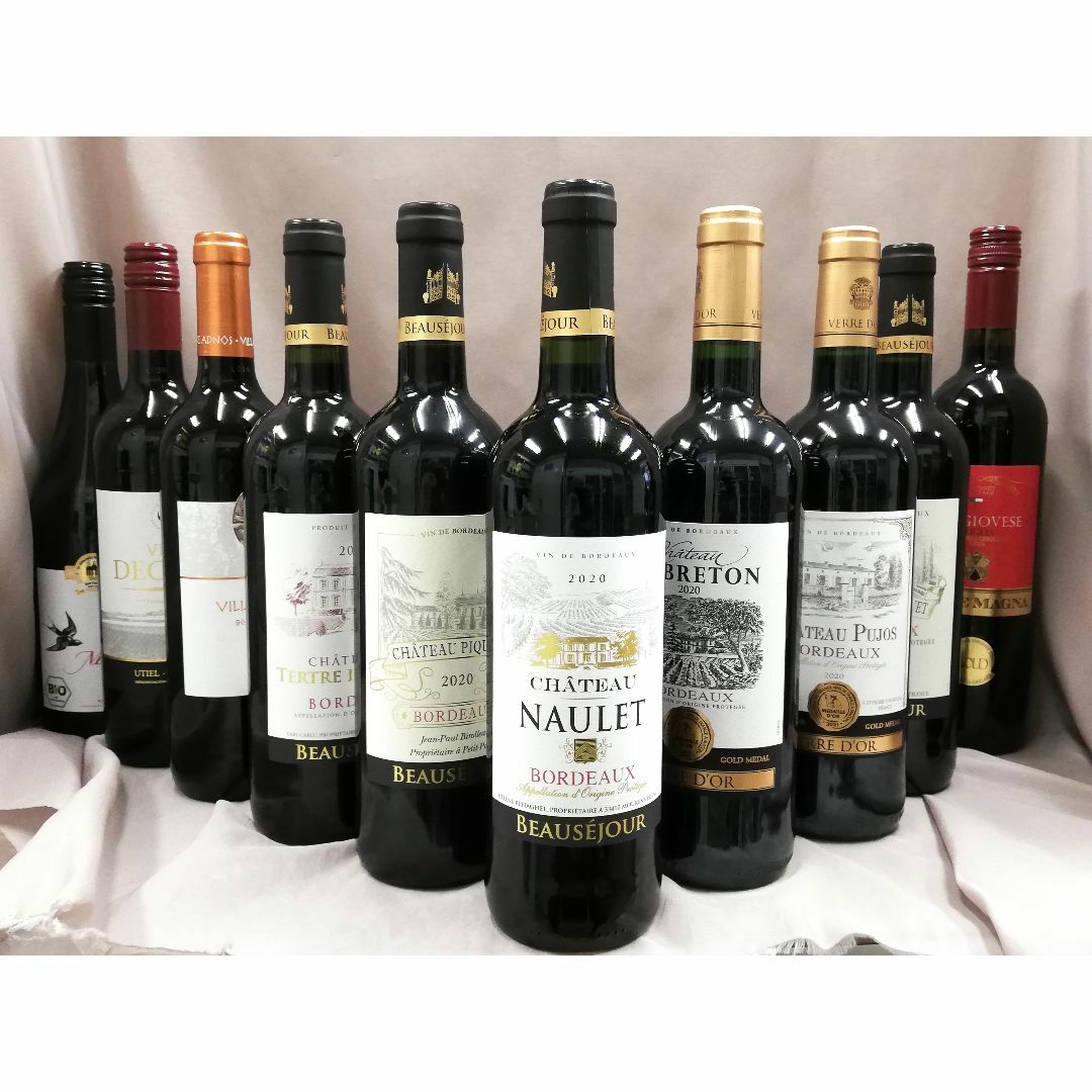 ボルドーAO格付け６本含む　イタリア スペイン金賞など　赤10本 750ml 食品/飲料/酒の酒(ワイン)の商品写真