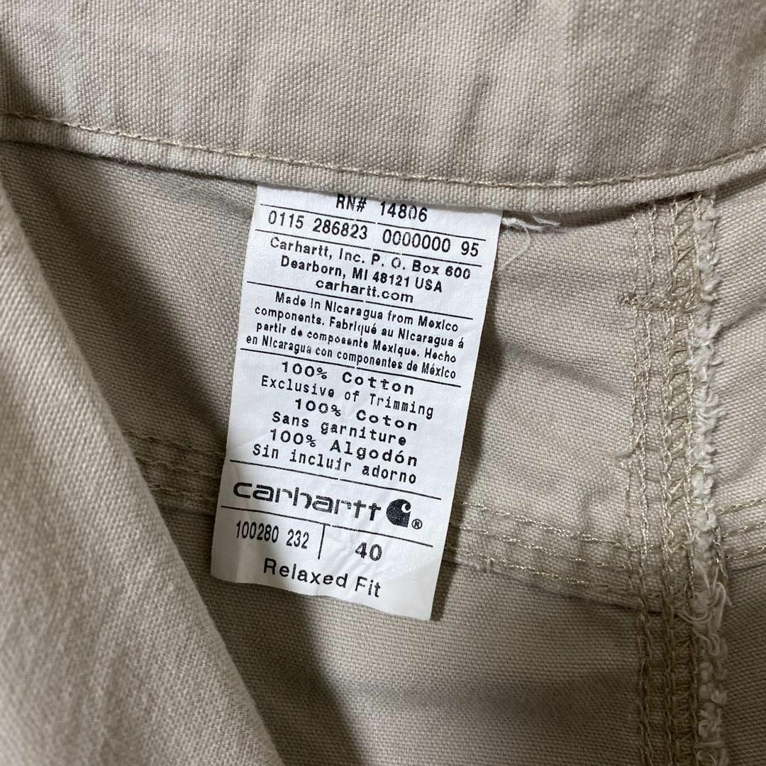 carhartt(カーハート)のカーハート メンズ ハーフ パンツ ベージュ ロゴ 2XL USA古着 90s メンズのパンツ(ショートパンツ)の商品写真