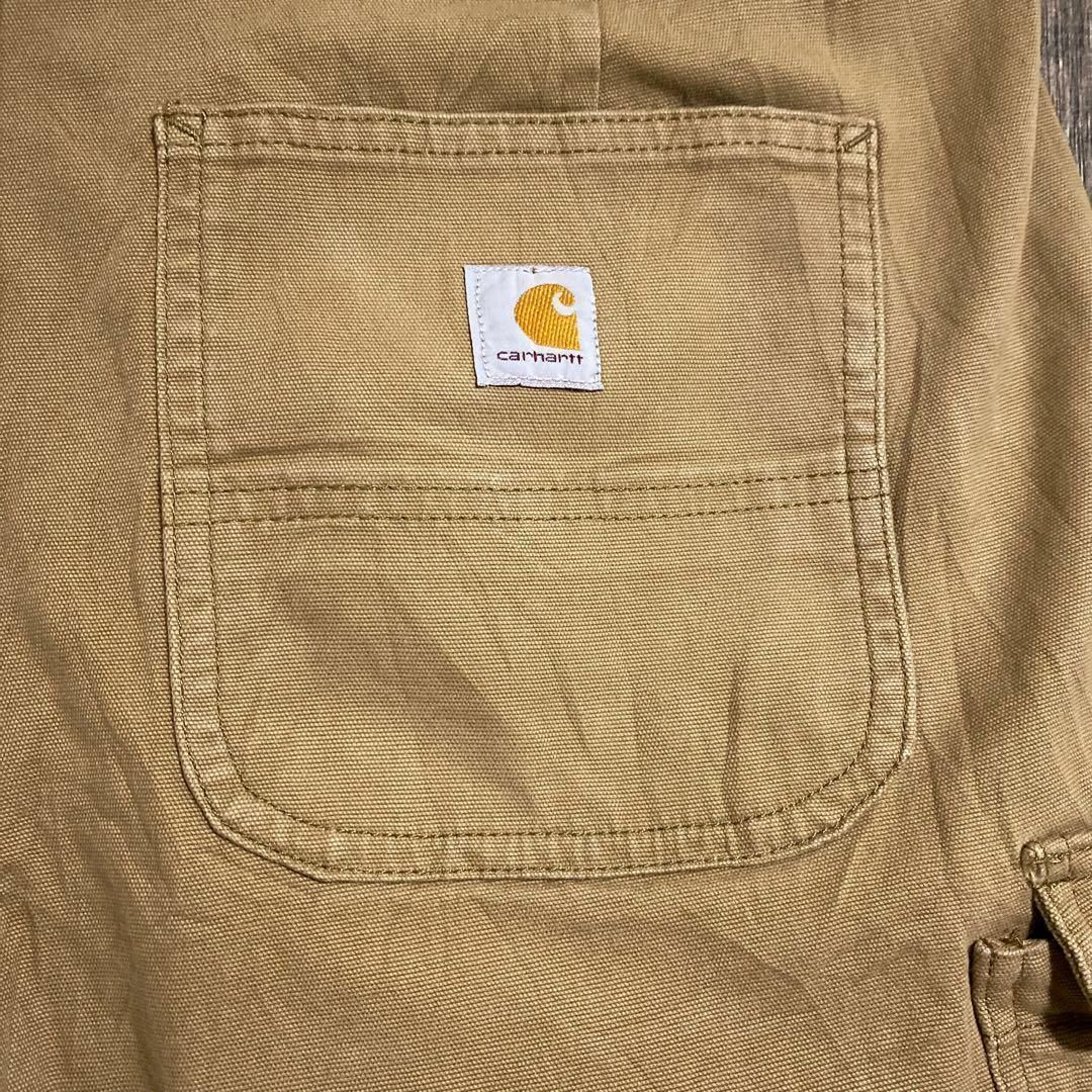 carhartt(カーハート)のカーハート メンズ ハーフ パンツ ペインター ブラウン ロゴ USA古着 90 メンズのパンツ(ショートパンツ)の商品写真