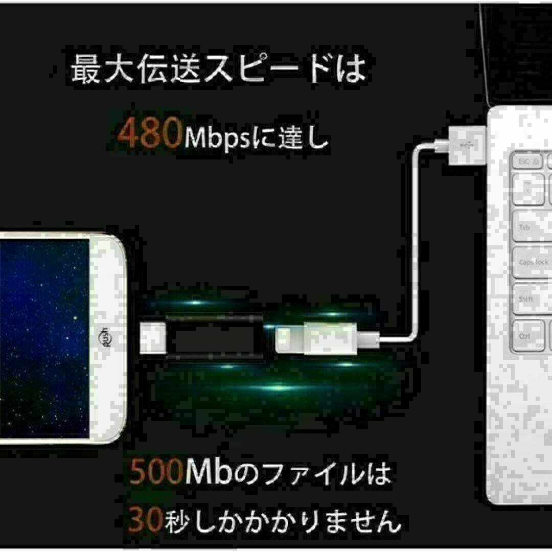 ライトニング Lightning →USBタイプC USB-C 変換アダプター スマホ/家電/カメラのスマホアクセサリー(その他)の商品写真