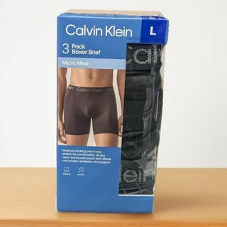 カルバンクライン(Calvin Klein)の【新品・未開封】カルバンクライン マイクロメッシュ ボクサーパンツ 3枚 L 黒(ボクサーパンツ)