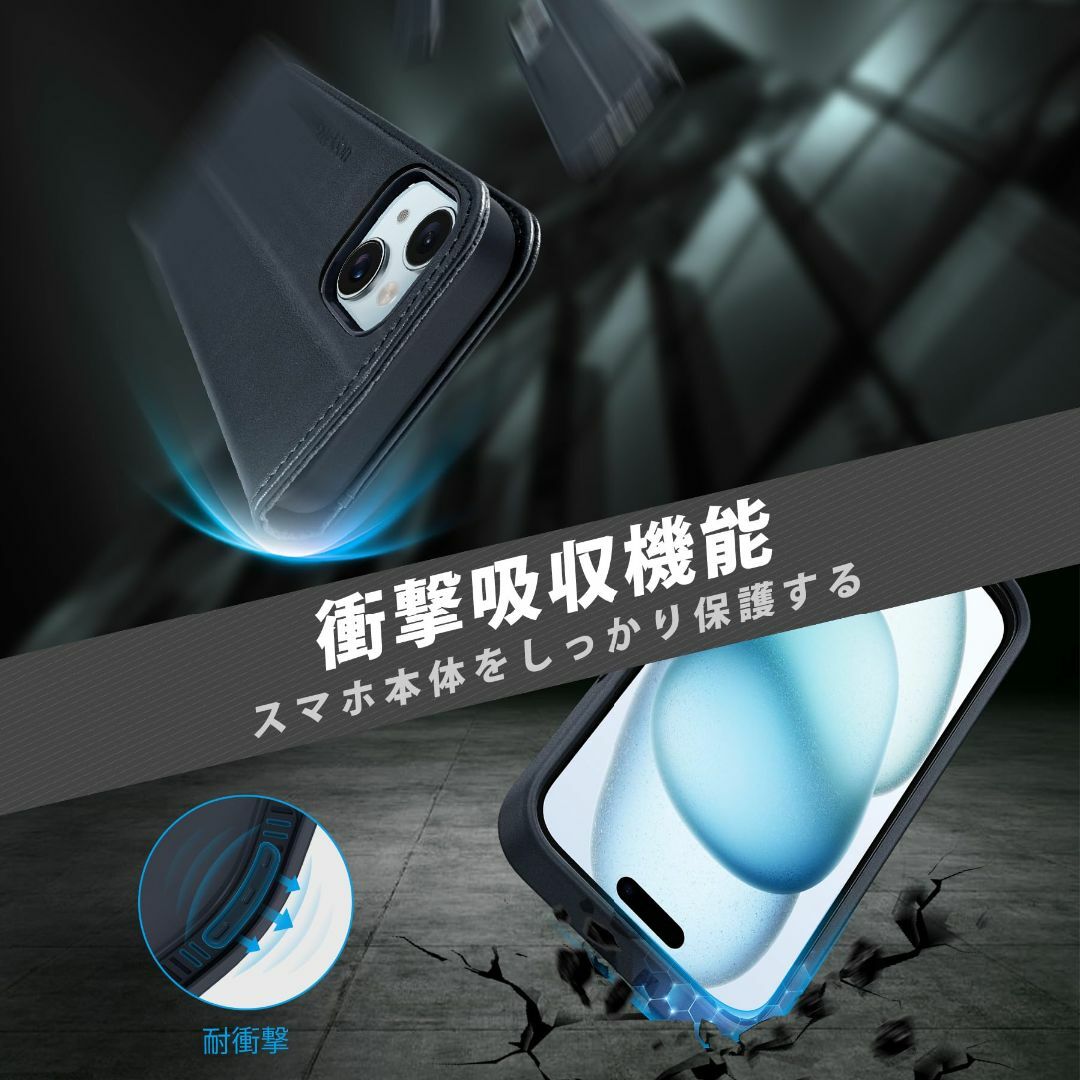 【色: ネイビーブルー(分離式)】SHIELDON iPhone15Plus 対 スマホ/家電/カメラのスマホアクセサリー(その他)の商品写真